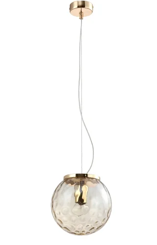 Светильник подвесной MAYO SP1 D200 GOLD/AMBER Crystal Lux прозрачный на 1 лампу, основание золотое в стиле современный выдувное