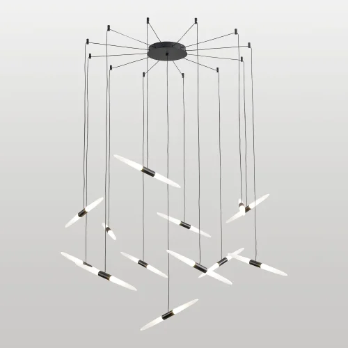Люстра подвесная LED Hopkins LSP-7397 Lussole белая на 1 , основание чёрное в стиле современный хай-тек каскад