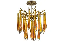 Светильник подвесной Tavenna H 1.5.32.158 A Dio D'Arte янтарный на 3 лампы, основание бронзовое в стиле классический современный флористика капли Светильник подвесной Tavenna H 1.5.32.158 A Dio D'Arte янтарный на 3 лампы, основание бронзовое в стиле классический современный флористика капли