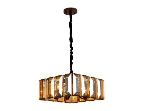 Люстра подвесная Traditional TR5150 Ambrella light янтарная на 6 ламп, основание коричневое в стиле классический современный  фото 3