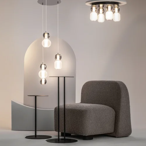 Светильник подвесной LED Drop MOD273PL-L33CH3K Maytoni серый янтарный на 3 лампы, основание хром в стиле современный каскад фото 6