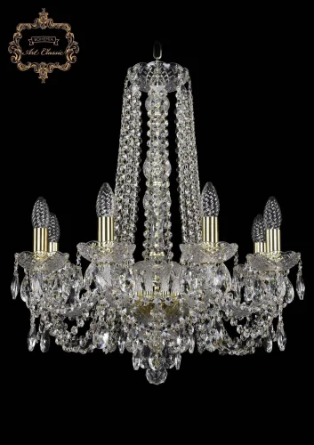 Люстра подвесная хрустальная 11.11.8.195.h-63.Gd.Sp Bohemia Art Classic прозрачная на 8 ламп, основание золотое в стиле классический 