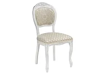 Деревянный стул Лауро патина серебро / бежевый 430999 Woodville, бежевый/ткань, ножки/массив бука дерево/белый, размеры - ****490*550
