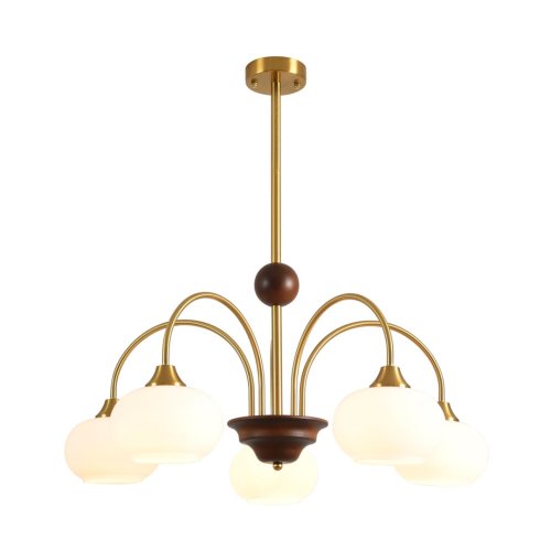 Люстра на штанге Larina 8323/5C Lumion белая на 5 ламп, основание латунь в стиле классический фото 8