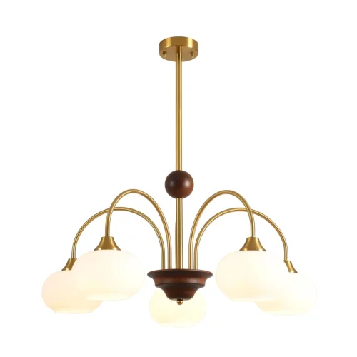 Люстра на штанге Larina 8323/5C Lumion белая на 5 ламп, основание латунь в стиле классический фото 8 Люстра на штанге Larina 8323/5C Lumion белая на 5 ламп, основание латунь в стиле классический фото 8