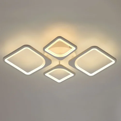 Люстра потолочная LED с пультом Мадлен 424012704 DeMarkt белая на 1 лампа, основание белое в стиле хай-тек с пультом квадраты фото 3