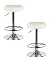 Табурет барный набор 2 шт. SET-2 5008-LM BRUNO, цвет сиденья кремовый, цвет основания хром Dobrin, /экокожа, ножки/металл/хром, размеры - 610*830***360*360