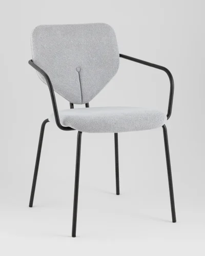 Стул обеденный Masey с подлокотниками, серый УТ000039586 Stool Group, серый/рогожка, ножки/металл/чёрный, размеры - *****
