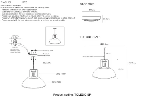 Светильник подвесной TOLEDO SP1 V2 BROWN Crystal Lux коричневый 1 лампа, основание коричневое в стиле лофт  фото 3