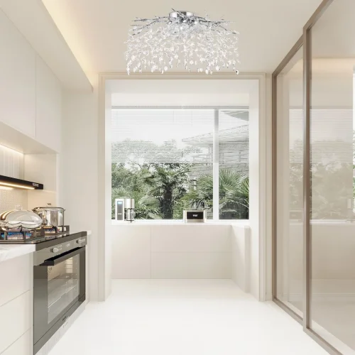 Люстра потолочная Милано-3 23312.850.7.G9.B CR Артемилано прозрачная на 7 ламп, основание хром в стиле флористика современный ветви фото 2