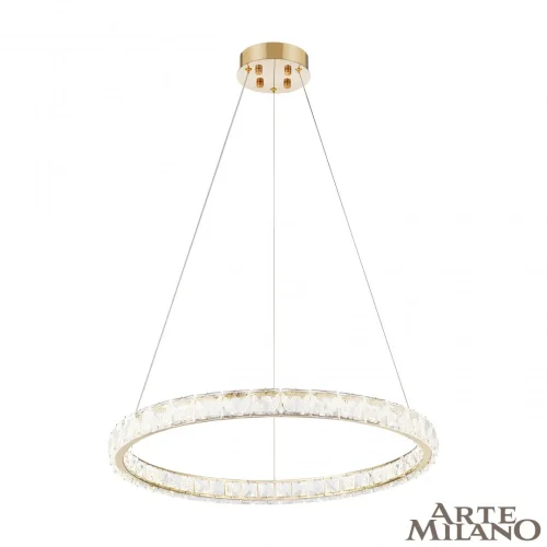 Люстра подвесная LED с пультом AM-Venezia 311311/D600 GD Arte Milano прозрачная на 1 лампу, основание золотое в стиле современный кольца с пультом фото 2
