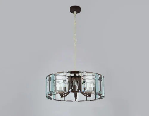 Люстра подвесная Traditional TR5144 Ambrella light прозрачная на 6 ламп, основание коричневое в стиле арт-деко  фото 3