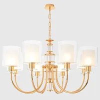 Люстра подвесная ELENA SP8 GOLD Crystal Lux белая прозрачная на 8 ламп, основание золотое прозрачное в стиле современный 