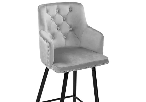 Барный стул Ofir light gray 15045 Woodville, серый/велюр, ножки/металл/чёрный, размеры - ****500*370 фото 5