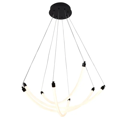Люстра подвесная LED Hammock 4468-4P F-promo белая на 1 лампу, основание чёрное в стиле современный 
