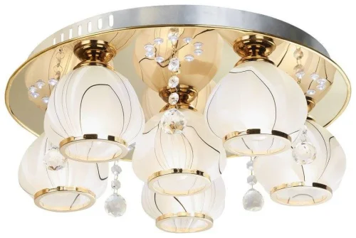 Светильник потолочный LED 179-307-06 Velante белый 6 ламп, основание золотое в стиле современный 