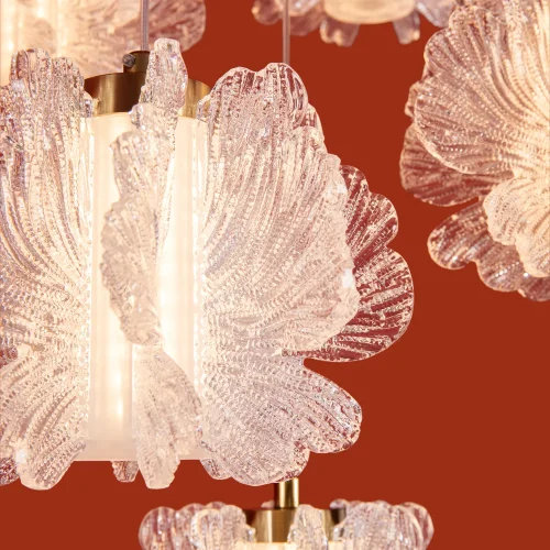 Светильник подвесной LED Flower FR5579PL-L40BS Freya прозрачный на 1 лампу, основание латунь в стиле современный каскад фото 12