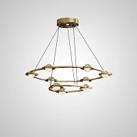 Люстра подвесная LED Walsh 195470-23 ImperiumLoft прозрачная на 10 ламп, основание латунь в стиле современный кольца