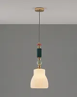 Светильник подвесной Charm V10904-P Moderli белый 1 лампа, основание золотое в стиле современный выдувное