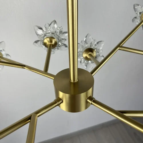Люстра на штанге Lotos 203940-26 ImperiumLoft прозрачная на 12 ламп, основание золотое в стиле современный лофт  фото 6