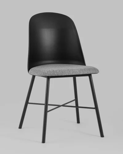 Стул Shell с мягким сиденьем черный УТ000005379 Stool Group, чёрный/ткань, ножки/металл/чёрный, размеры - ***** фото 2