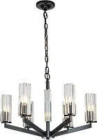 Люстра подвесная Malone 6035-6 BL CL Belfast прозрачная на 6 ламп, основание чёрное в стиле современный 