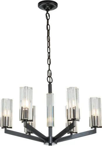 Люстра подвесная Malone 6035-6 BL CL Belfast прозрачная на 6 ламп, основание чёрное в стиле современный  Люстра подвесная Malone 6035-6 BL CL Belfast прозрачная на 6 ламп, основание чёрное в стиле современный