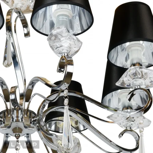 Люстра подвесная Stella RM1684/8CR iLamp чёрная на 8 ламп, основание хром в стиле современный американский  фото 4