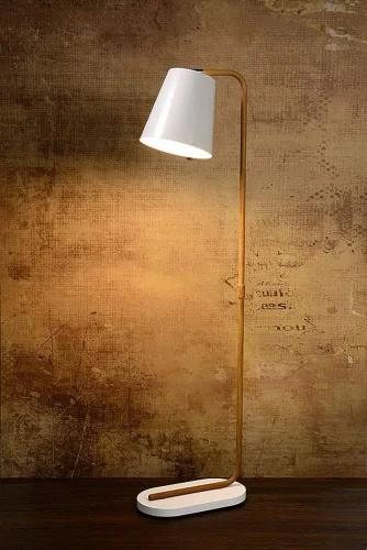Торшер напольный  CONA 71745/01/31 Lucide  белый 1 лампа, основание коричневое в стиле современный
 фото 2