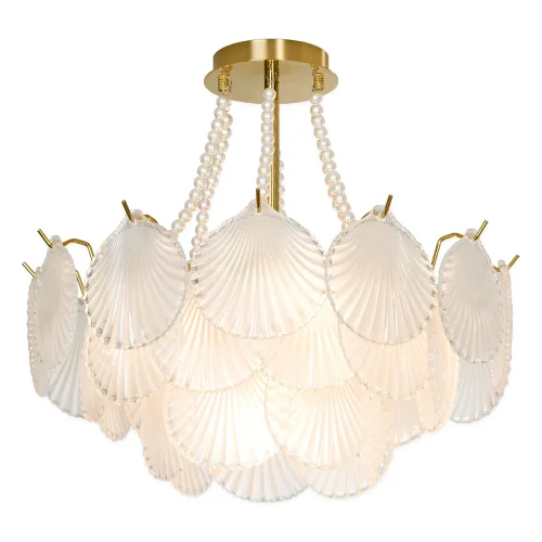 Люстра потолочная Hesperia LSP-8835 Lussole белая на 6 ламп, основание золотое в стиле современный  фото 2