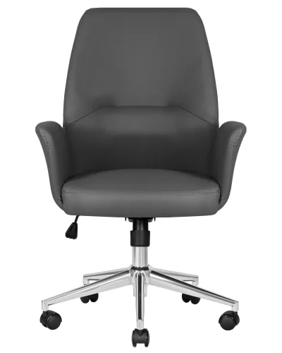 Офисное кресло для руководителя 125B-LMR SAMUEL, цвет серый Dobrin, серый/экокожа, ножки/металл/хром, размеры - 960*1060***640*650 фото 6