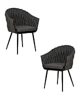 Стул обеденный набор 2 шт. SET-2 9691-LM MATILDA, цвет сиденья графитовый (LAR-275-21), цвет основания черный Dobrin, /текстиль, ножки/металл/чёрный, размеры - *860***620*560 Стул обеденный набор 2 шт. SET-2 9691-LM MATILDA, цвет сиденья графитовый (LAR-275-21), цвет основания черный Dobrin, /текстиль, ножки/металл/чёрный, размеры - *860***620*560