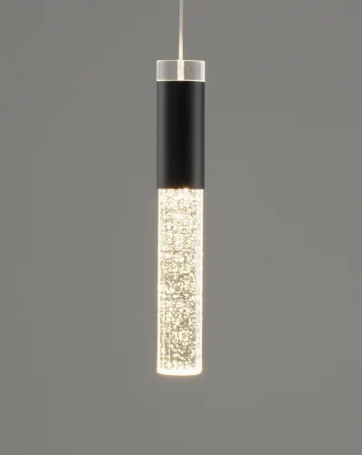 Светильник подвесной LED Ran V10895-PL Moderli чёрный прозрачный 1 лампа, основание чёрное в стиле современный трубочки фото 3