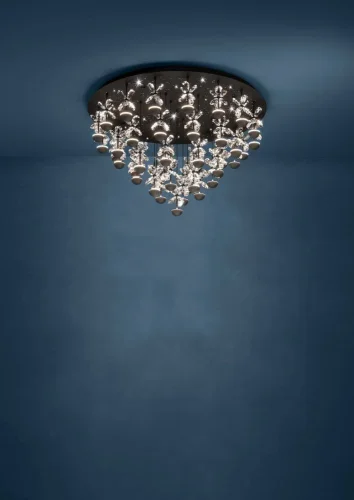 Люстра потолочная LED DIMM Pianopoli 390276 Eglo прозрачная на 1 лампа, основание чёрное в стиле современный флористика каскад фото 2