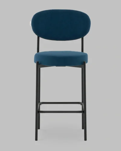 Стул Полубарный Бриф DD велюр синий УТ000041516 Stool Group, синий/велюр, ножки/сталь/чёрный, размеры - ***** фото 2