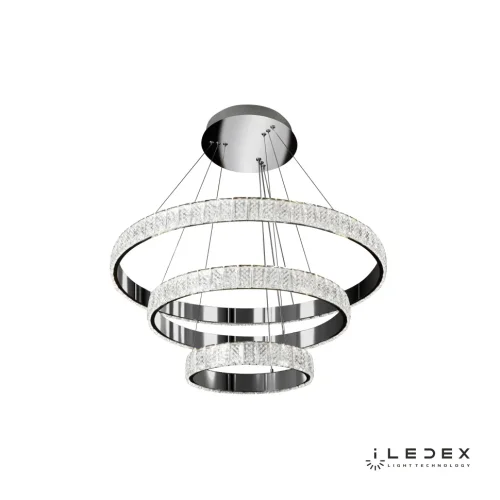 Светильник подвесной LED с пультом Crystal ice MD7212-90A CR iLedex прозрачный 1 лампа, основание хром в стиле современный хай-тек с пультом кольца