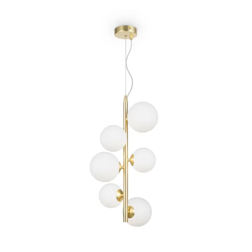 Светильник подвесной Dallas MOD545PL-06BS Maytoni белый 6 ламп, основание золотое в стиле современный шар