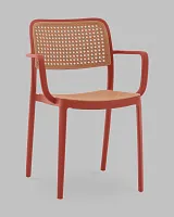 Стул Yona, пластиковый, с подлокотниками, красный УТ000040844 Stool Group, коричневый/пластик, ножки/металл/красный, размеры - *810****