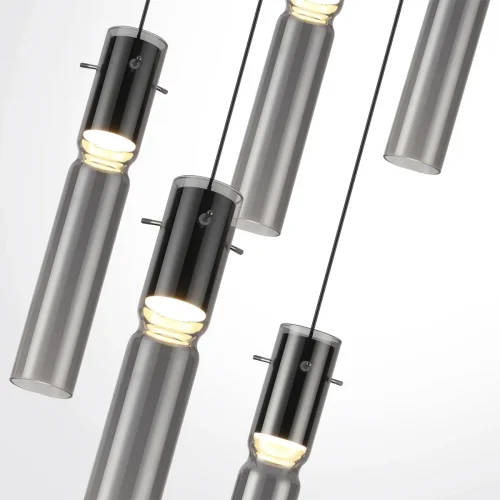 Светильник подвесной LED Scrow 5058/25L Odeon Light серый чёрный 5 ламп, основание чёрное в стиле современный каскад трубочки фото 5
