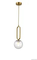 Светильник подвесной Pierre MR1165-1P MyFar прозрачный 1 лампа, основание латунь в стиле современный шар