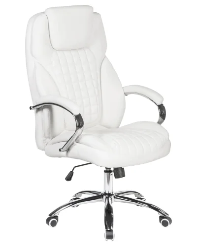 Офисное кресло для руководителей 114B-LMR CHESTER, цвет белый Dobrin, белый/экокожа, ножки/металл/хром, размеры - 1180*1250***680*730 фото 2