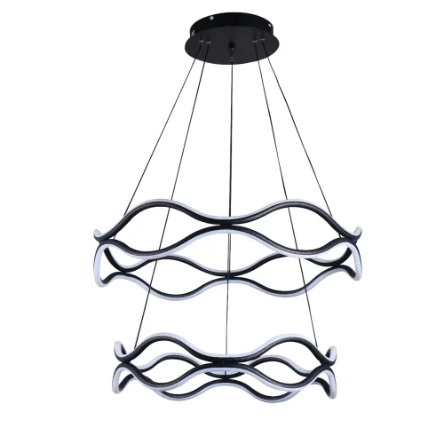 Люстра подвесная с пультом LED LAMPS 81293 Natali Kovaltseva белая чёрная на 1 лампу, основание чёрное в стиле современный хай-тек с пультом яндекс алиса сири фото 8