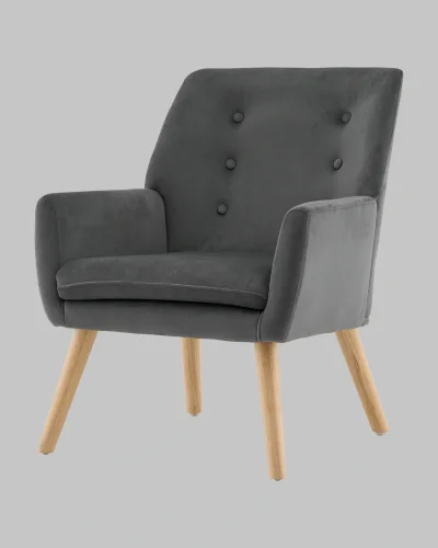 Кресло Райт серый УТ000040111 Stool Group, серый/велюр, ножки/массив гевеи/бежевый коричневый, размеры - *790****мм фото 2