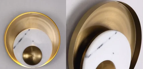 Бра Ginger Jagger Pearl WALL LAMP round gold 144378-22 ImperiumLoft белый на 1 лампу, основание латунь в стиле современный фото 2