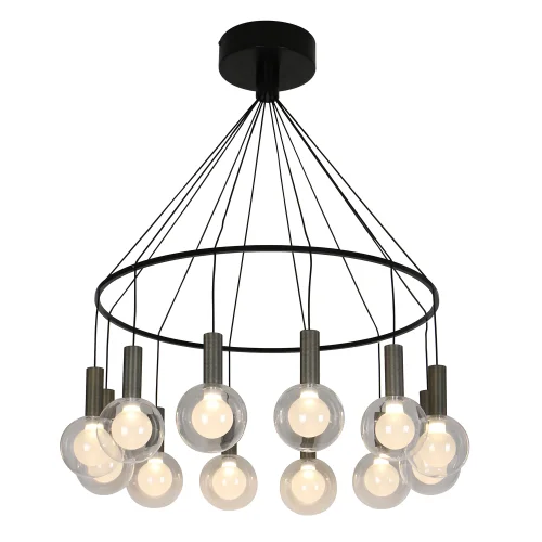 Люстра подвесная LED Kula 4378-12P Favourite белая прозрачная на 12 ламп, основание чёрное в стиле современный 