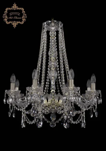 Люстра подвесная хрустальная 11.25.8.220.h-74.Gd.Sp Bohemia Art Classic прозрачная на 8 ламп, основание золотое в стиле классический 