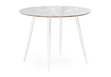 Стеклянный стол Абилин 100х76 ультра белое стекло / дуб вотан / белый матовый 516542 Woodville столешница белая из стекло