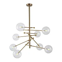Люстра на штанге Greensboro LSP-6072 Lussole прозрачная на 8 ламп, основание бронзовое в стиле современный молекула шар
