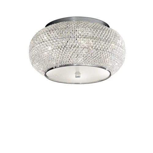 Люстра хрустальная PASHA PL6 CROMO Ideal Lux прозрачная на 6 ламп, основание хром в стиле модерн 