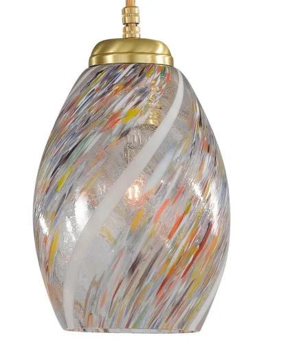 Светильник подвесной L 10034/5 Reccagni Angelo прозрачный разноцветный 5 ламп, основание матовое золото в стиле классический современный выдувное фото 2